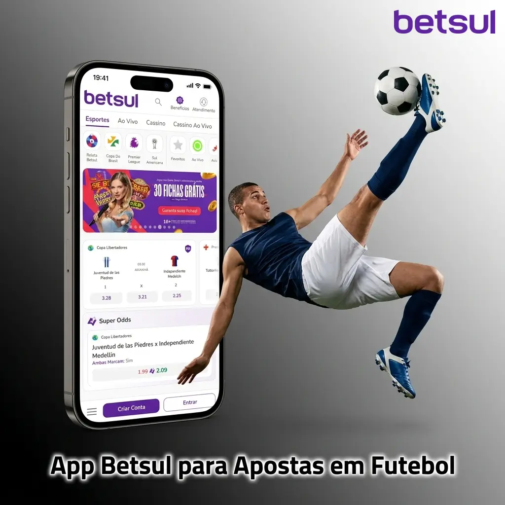 App Betsul para apostas em futebol disponível para Android e iOS com mercados ao vivo e depósitos via Pix