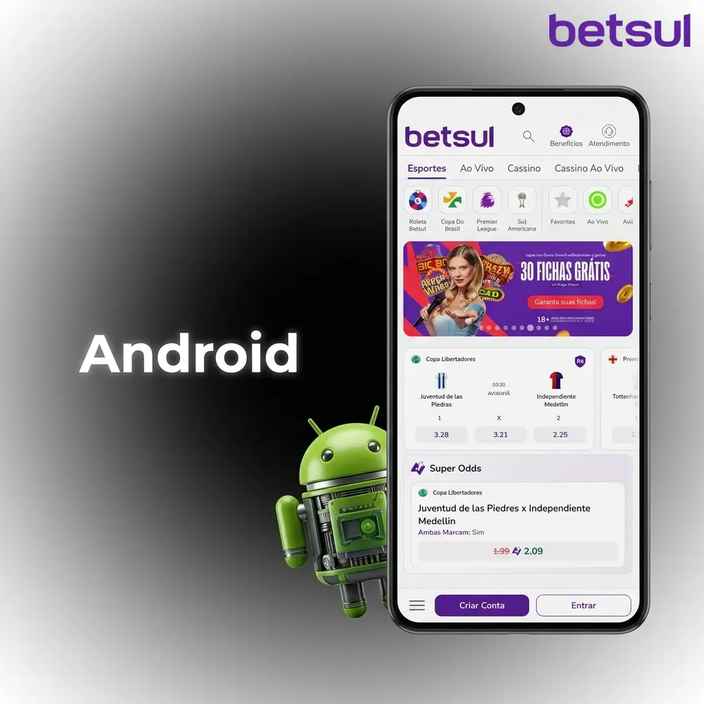 Instalação do aplicativo Betsul APK no Android com passos para habilitar fontes desconhecidas