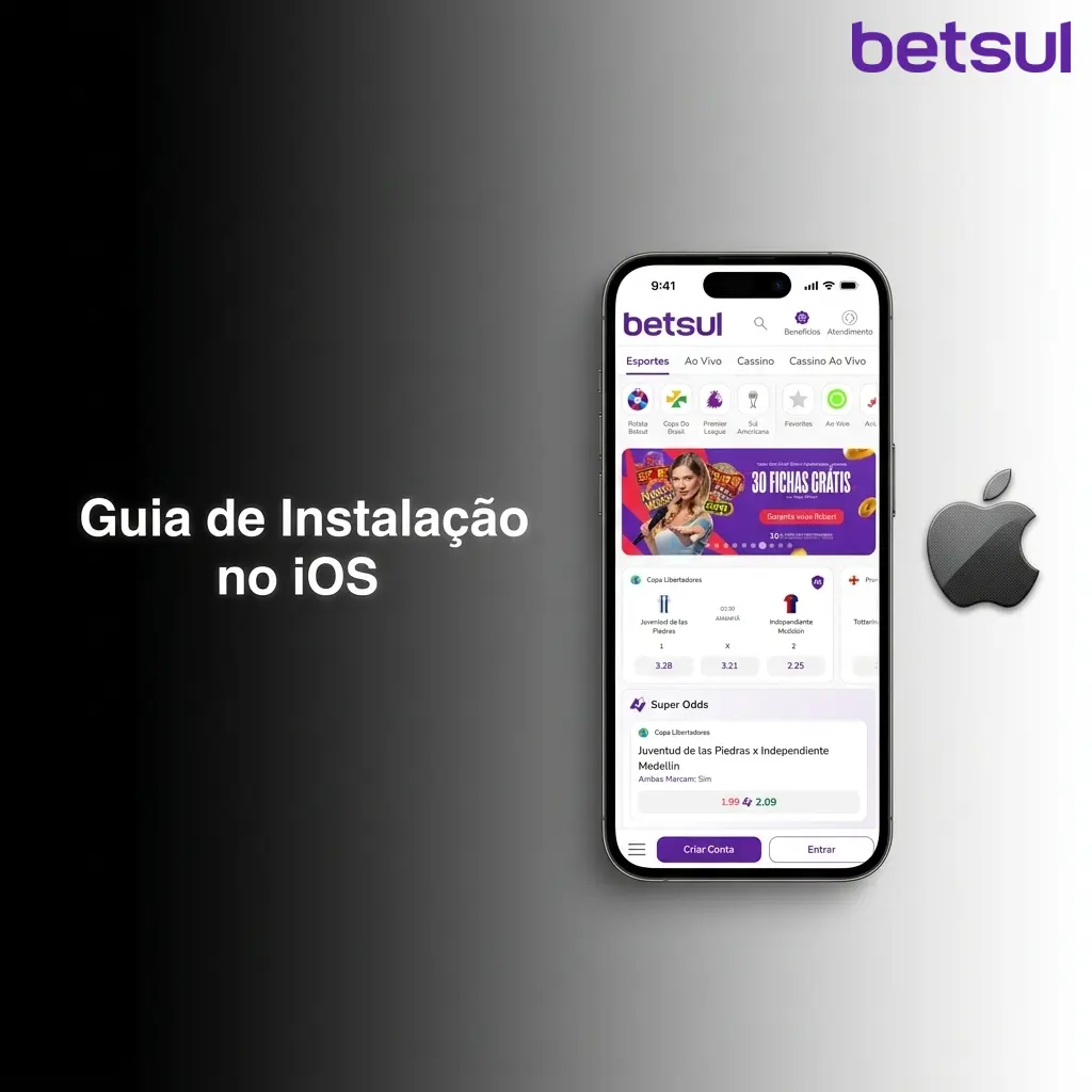 Guia de instalação do PWA da Betsul no iOS via Safari para apostas em eSports como Dota 2