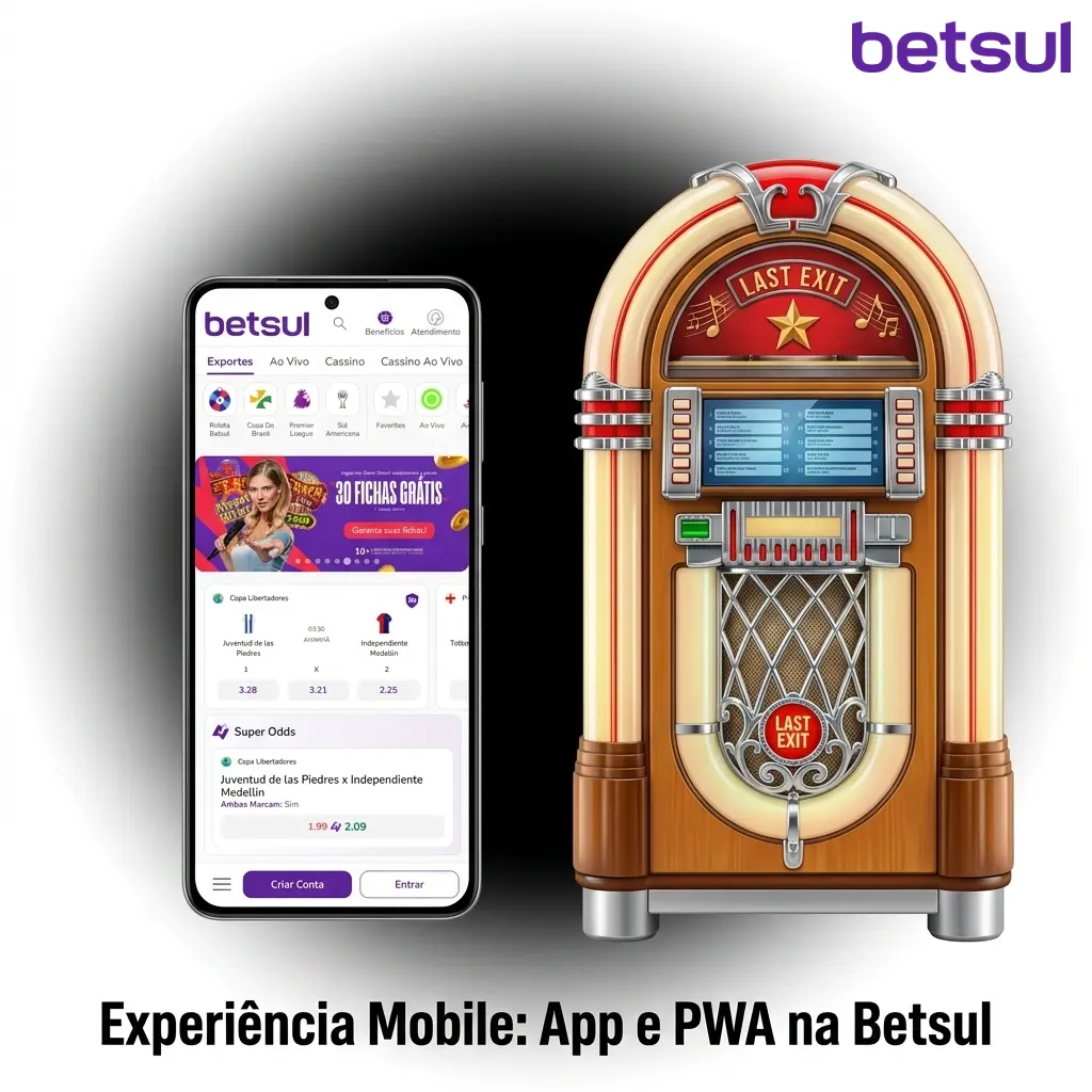 Ícone da Betsul instalado na tela inicial de um Android via PWA, com carregamento rápido e sessão estável