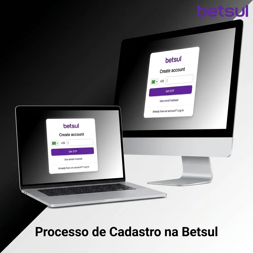 Passo a passo do processo de cadastro na Betsul com formulário, senha e primeiro depósito via Pix
